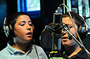 Yehuda and Yisroel Braun (twin sons of Chazan Braun) in the recording studio.